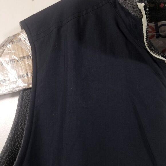 Abercrombie Fitch Vest Men Large Navy Blue Gray Reversible Nylon Fleece Full Zip - Picture 4 of 15